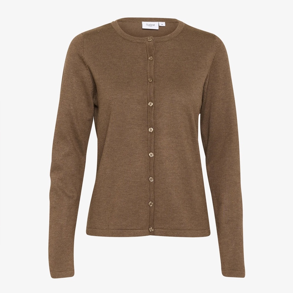 Saint Tropez Brown Melange Button up Knit Cardigan